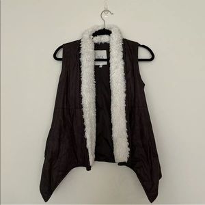 BB Dakota Jack Women Faux Shearling Vest Brown Micro Suede